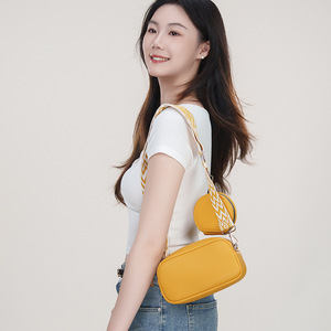 New Women's PU Leather Crossbody Bag Wide Strap Small Square <b>Camera</b> Bag with Coin Purse Casual Shoulder Handbag Wholesale - Product Image 2
