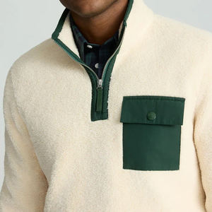 Pabrik Pakaian Custom Berkualitas Tinggi, Sweater Pullover Quarter Zip Tanpa Tali Serut, Bordir, Sweatshirt, Hoodie Streetwear untuk Pria - Product Image 2