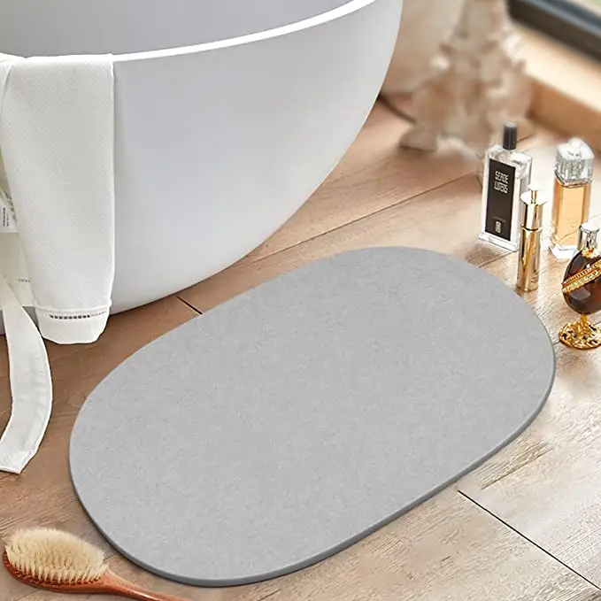 2023 New Stone Bath Mat Multipurpose Quick Dry Water Absorbent Non Slip Bath Rug Wholesale Eco Friendly Diatomite Bath Mat