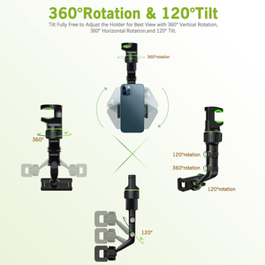 Support de téléphone pour rétroviseur de voiture, rotatif à 360° et rétractable, amélioré avec de nouveaux matériaux - Product Image 3