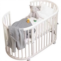 Lit de Bébé Ovale Blanc avec Canapé et Table d'Apprentissage, Lit de Jeu pour Enfants pour Chambre à Coucher ou Usage Hospitalier