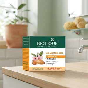 Biotique Almond Oil Medicated Moisturizing Solid Bar <b>Soap</b> Set of 3 75g Each for All Skin Types-Ayurvedic Care - Product Image 3