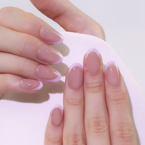 AIERFEI 24 Uds manicura francesa púrpura prensa acrílica en <span class=keywords><strong>uñas</strong></span> artificiales ovaladas <span class=keywords><strong>cortas</strong></span> <span class=keywords><strong>uñas</strong></span> postizas - Product Image 2