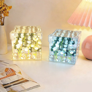 Rubiks <b>Cube</b> Flower Sea Rose Night <b>Light</b> Craft Kit 10x10 Battery Powered Button Switch Diy For Mother's Day Gift - Product Image 3