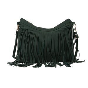 2023 bohème Vintage Hobo sac à bandoulière à la mode en cuir suédé longue frangée gland rétro grande capacité messager Zip hiver - Product Image 5