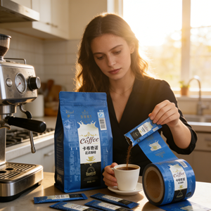 Rollo de Película de Embalaje de Plástico Laminado Suave a Prueba de Humedad de Grado Alimenticio para Café en Polvo, Galletas y Bocadillos - Product Image 5