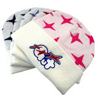 Bonnet Jacquard Premium à Revers Broderie Gonflée Chapeau Tricoté Hiver Doux et Chaud Bonnet Streetwear Tendance pour Hommes et Femmes