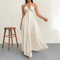 Robe trapèze tendance et sexy à décolleté plongeant en V, bretelles spaghetti, pour femme, coupe ample, idéale pour l'été, la plage, les vacances ou les soirées