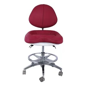 Soft leather doctor assistant chair big backrest doctor stool Foshan factory red color adjustable height dentist chair