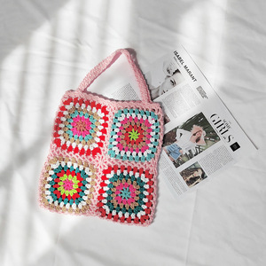 Bolso tote de mano de ganchillo con cuadrados y malla perforada, estilo estético shabby chic, tejido, estilo <span class=keywords><strong>Ibiza</strong></span>, para playa y pesca - Product Image 6