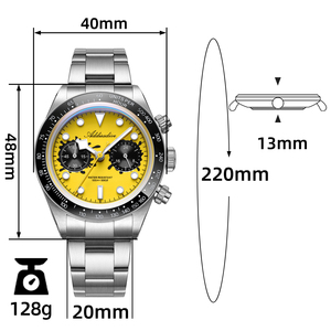 Montre Chronographe à Quartz 40mm en Gros, Mouvement Japonais <span class=keywords><strong>VK64</strong></span>, Acier 316L, Lunette Céramique, Luminescence BGW9, Étanche 100m, Logo Personnalisé - Product Image 3