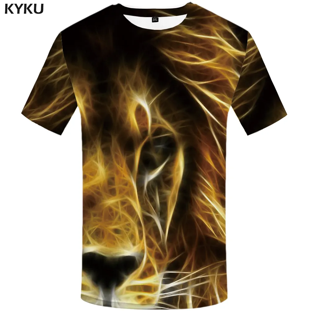 2023Free Sample Brand Lion T Shirt Fluorescence Tshirt Animal Shirts T-Shirt Plus Size Clothing Men Print Sexy Slim XS-8XL