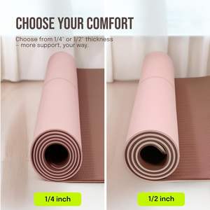 Grand tapis de yoga et de pilates 6'x4' en TPE de 3 mm d'épaisseur, durable, pliable, avec sangle de transport pour entraînement à domicile - Product Image 2