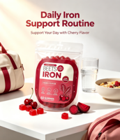 Gummies à Marque Blanche OEM au Fer, à la Betterave, Vitamine C, Folate et B12 pour le Renforcement Sanguin et le Soutien Énergétique