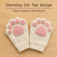 Kit de fabrication de mitaines en crochet faites à la main en forme de patte de chat, ensemble de matériaux pour gants sans doigts DIY pour débutants et cadeaux