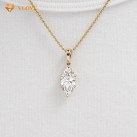 Pendentif solitaire en or 18 carats certifié IGI avec diamant de laboratoire taille marquise, breloque coulissante personnalisée pour femme, bijoux fins