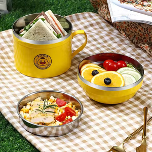Bol à soupe en plastique pour restauration rapide, marque Sus304, avec couvercle en PP, bols instantanés pour le camping en plein air et les boîtes à lunch pour enfants - Product Image 5
