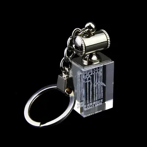 MH-YS00008 Custom Photo Led Crystal Glass Keyring Personalized Engraving Crystal Keychain For Laser Engraving