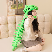 Chapeau en peluche drôle en forme de squelette de dinosaure avec rembourrage en coton PP, cadeaux de fête d'Halloween pour adultes et enfants