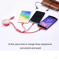Nouveau Câble de Données Rétractable Type-C 3A à Charge Rapide Un-vers-Trois, Compatibilité pour Téléphone Portable Android, Voiture et Imprimante, pour Oppo