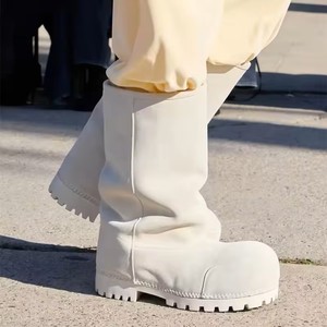 <span class=keywords><strong>Bottes</strong></span> de neige tendance à plateforme rehaussante, chaudes, en coton, avec design à bout large, longues, marron intégral pour femme - Product Image 6