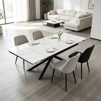 Table à manger extensible en pierre frittée, 8 places, avec structure métallique, pour cuisine, vente en gros, fabricant