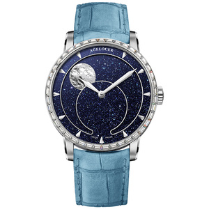 Montre <span class=keywords><strong>AGELOCER</strong></span> originale à phases de lune en aventurine bleue 29,51 jours, cadeau d'anniversaire pour homme - Product Image 5