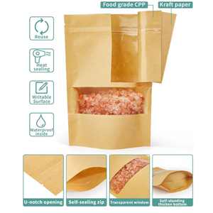 Nhà máy tùy chỉnh in ống đồng nhai kẹo cao su gói Kraft nâu đứng lên túi có cửa sổ và dây kéo cho thực phẩm - Product Image 4
