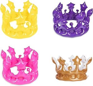 มงกุฎเป่าลมทำจากพีวีซีสีชมพูอุปกรณ์ตกแต่งงานปาร์ตี้และเครื่องแต่งกายสำหรับฉลองวันเกิด - Product Image 3