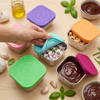 Couvercles en silicone hermétiques sans BPA, mini boîte de conservation alimentaire en métal pour accessoires de bento, condiments et restes