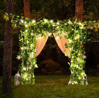 Guirlande LED en rotin vert avec lumière blanc chaud pour décoration extérieure de cour et balcon, étanche, simulation de lierre et saule, Noël
