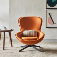 Canapé pivotant en cuir moderne coussin aviateur chaise d'appoint de loisirs en métal salon meubles de salon chaises en forme de coquille d'oeuf