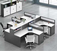 Bureau de travail modulaire en bois moderne simple et personnalisable pour 4 personnes