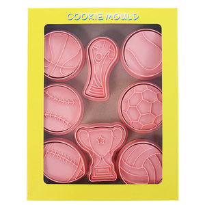 Ensemble de moules à biscuits en plastique pour le sport, <span class=keywords><strong>emporte</strong></span>-pièces en forme de ballons de sport, football, tennis, volley-ball, embosseur de biscuits - Product Image 6