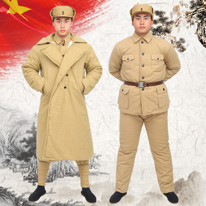 Manteau militaire en coton épais, couleur beige, bleu, gris, rouge, pour adulte, costume de film ou de télévision, inspiré de l'Armée de la 8ème Route - Product Image 3