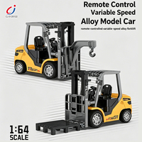 Chengji Alloy Véhicules de construction télécommandés, Camion de chantier jaune simulé sur le thème de l'ingénierie, Mini chariot élévateur télécommandé