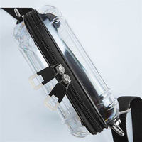 Vente en gros de sac à bandoulière transparent en PVC avec logo personnalisé mini sac de maquillage en forme de valise sac à bandoulière cosmétique transparent