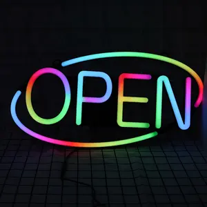 Full Color Shop Bar Light Up Neon Open Teken Club Led Open Neon Borden Voor Uitzetraam