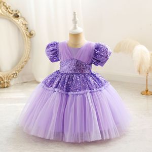 Abito da Damigella con Paillettes per Festa di Compleanno Bambine Costume da Principessa per Matrimonio e Cerimonie - Product Image 1