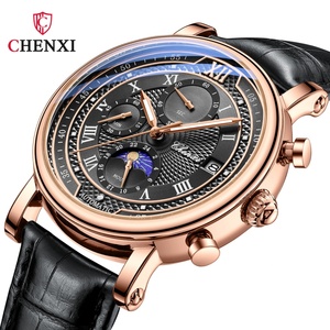 Montre à quartz lumineuse pour homme Chenxi 976 en cuir, chronographe, date, phases de lune, chronométrage, affaires, Relojes Para Hombres - Product Image 3