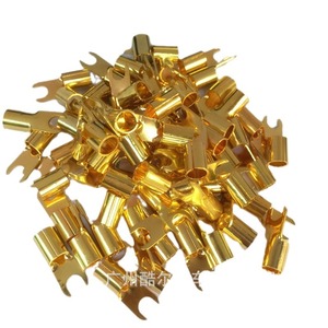 U Shaped Copper Wire <b>Terminals</b> Gold Plated For Car Audio Amplifier Connectors - Product Image 1