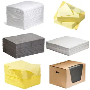 Oil Absorbent Pads Sheets Mats Pad High Absorbency Universal Spill Grey Sheet 100 Polypropylene Polyester Spunbond Yellow