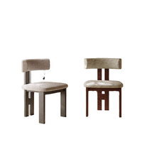 Ensemble de chaises de salle à manger de style nordique moderne, durables et haut de gamme, avec dossier en tissu, en bois massif, style rétro français, non pliables, meubles pour la maison