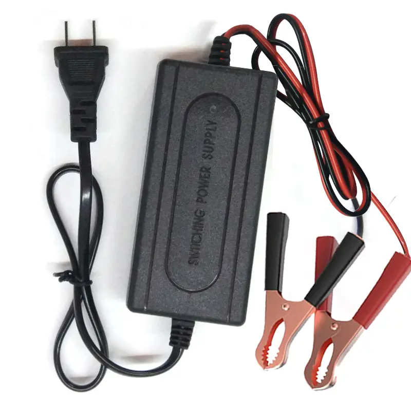 Cargador de batería de plomo ácido para motocicleta o coche, con conector de clip de cocodrilo, 12V2A, 20Ah