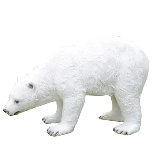 대형 야외 수지 섬유 흰 곰 조각 북극곰 동물 공예