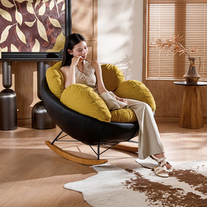 เก้าอี้โยกทรงหอยทากทันสมัย เก้าอี้โซฟาเดี่ยวสำหรับห้องนั่งเล่น ระเบียง เก้าอี้พักผ่อนแบบเอนได้ โครงสร้างแข็งแรง ดีไซน์ปรับเอนได้ - Product Image 2