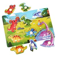 Rompecabezas de Madera con Pernos, Tablero de Animales, Dinosaurios, Frutas y Números, Juguete Educativo Montessori para Niños Pequeños