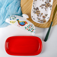 Boîte à beurre créative en céramique, style européen, vaisselle, plat à beurre avec couvercle, plat à dim sum, beurrier, boîte à fromage, modèle en stock