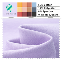 Tissu tricoté double face en coton Mamba C/T/SP 220 g/m² doux et lisse pour T-shirt, sweat-shirt, survêtement, vêtements de détente homme et femme