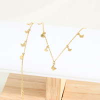 Vente en gros de collier et bracelet en acier inoxydable plaqué or 14 carats, chaîne papillon, pendentif, bijoux tendance pour femmes, hypoallergénique